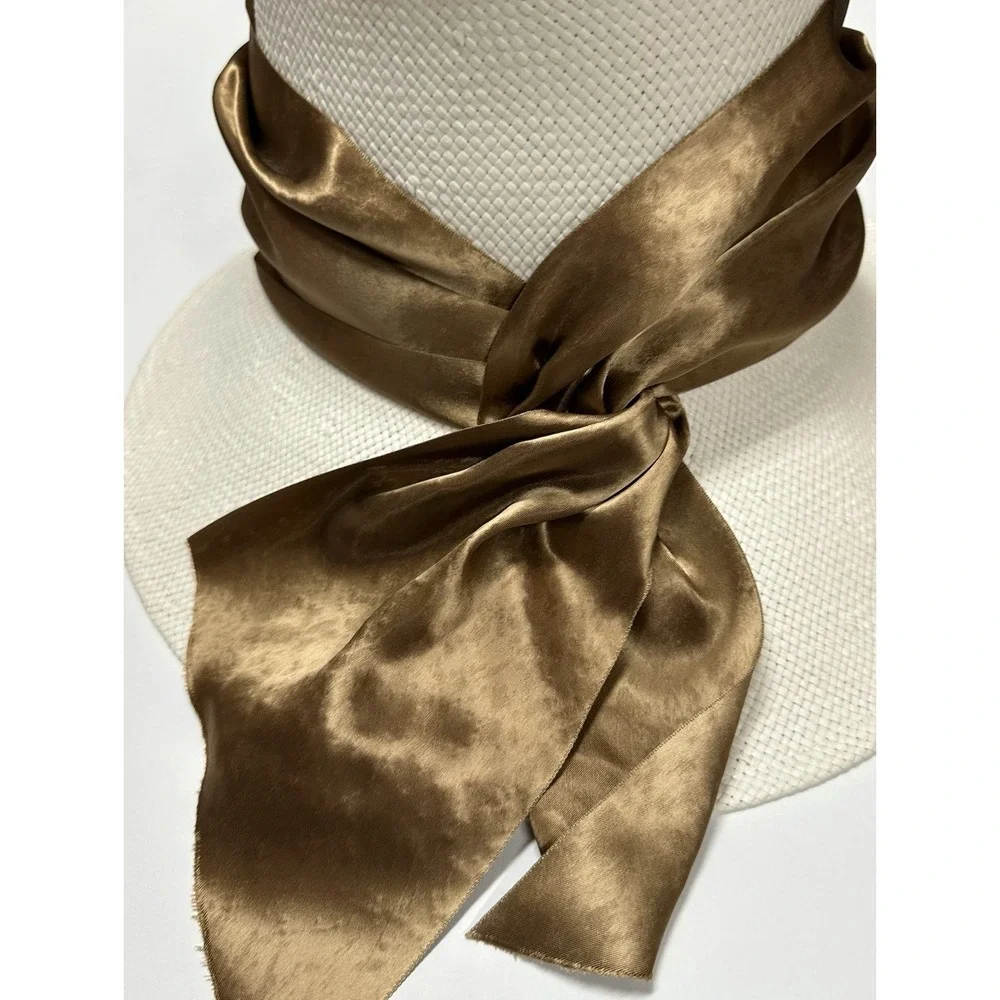 VTG Pinkham Millinery Ladies Ivory Brown Silk Church Racing Women's Derby Hat